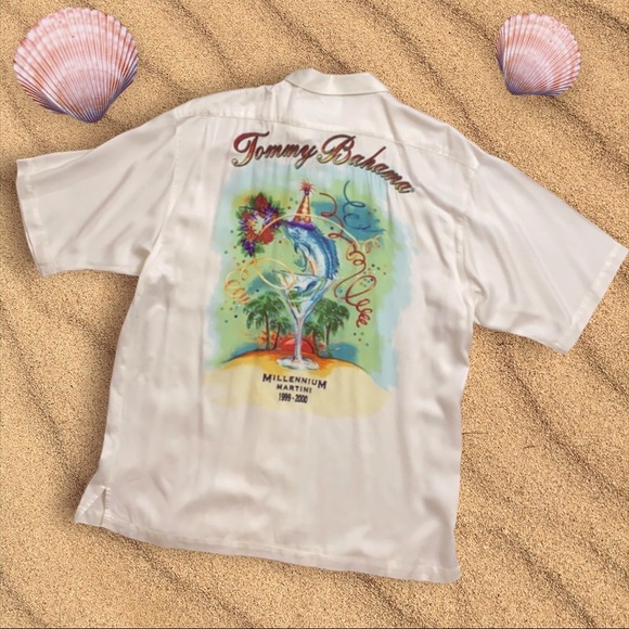 Tommy Bahama Other - VINTAGE TOMMY BAHAMA MILLENNIUM MARTINI BUTTON UP EMBROIDERED MENS SHIRT MED